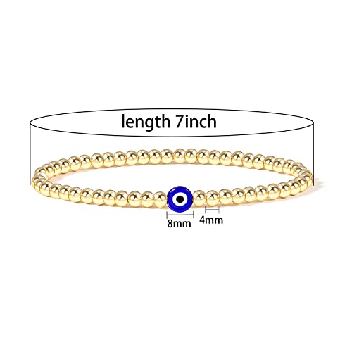 Evil Eye Luck Bracelet Gold Beaded Bracelet For Women Set Blue Eye Bead Hand Stretch Bracelet Gifts For Bestfriends, Couple, Family Members, Siblings, Sister, Lover2