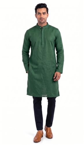 Image of Men's Cotton Blend Plain Kurta Comfortable and Stylish