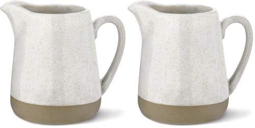 Yedio 9 oz Stoneware Creamer Pitcher – Small Milk Jug with Handle, Ceramic Creamer Cup Container for Coffee, Microwave & Freezer Safe (Pack of 2)