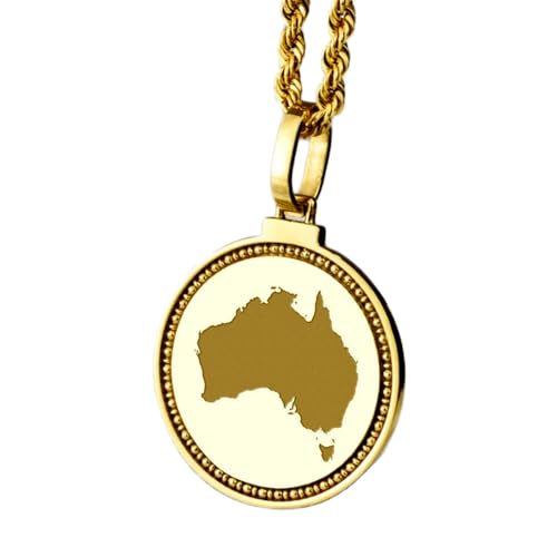 Pendentif carte de l'Australie en argent 925 doré 25 mm pour homme et femme