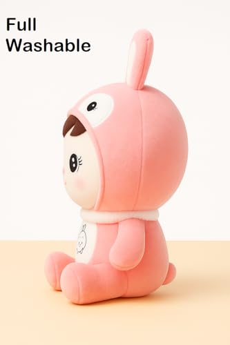 Image of Soft Plush Doll for Girls with Rabbit Ear, Teddy Bear, Soft Toy for Baby Girl, Best Gift Toy, Girls and Adults | Valentines (27cm, Pink)