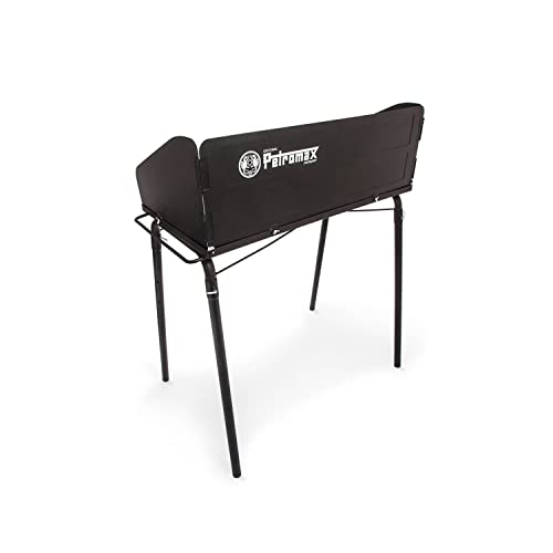 Petromax Outdoor Cooking Table for Dutch Ovens, Steel Camping Cookware Stand with Windbreak and Hooks, Holds Up to 220 Pounds, 17.7