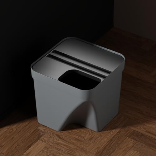 Image of JD FRESH 1 Pcs 10L Dustbin with Lid for Kitchen, Bedroom, Bathroom | Plastic Garbage Bin for Wet & Dry Waste, Food, Biomedical Waste | Multipurpose Trash Can for Home, Office Commercial Use - Grey