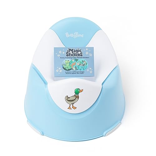 Image of Potty Time New | Potty Training Seat by Potty Watch Inventor - Easy & Fun Toilet with Interactive 6 Reusable Color Changing Magic Stickers - Easy to Peel Stickers for Kids - (Pond, Blue)