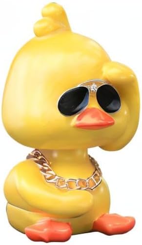 Miniatura 8 de wonuu Lindos adornos de pato amarillo para coche, decoraciones de tablero de instrumentos de coche, muñeca de cabeza sacudida