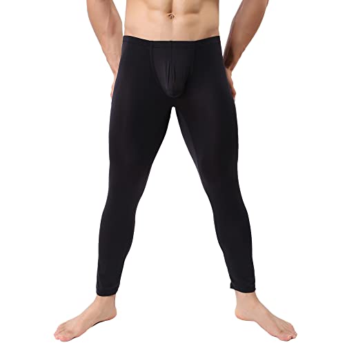 YUFEIDA Men's Sexy Underwear Bottoms Low Rise Leggings Pants Mesh Long Trousers2