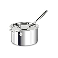 All-Clad 4204 with Loop Stainless Steel Tri-Ply Bonded Dishwasher Safe Sauce Pan with Loop Helper Handle and Lid Cookware, 4-Quart, Silver