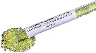 1 Oz CBS Rainbow Dichroic Frit Flakes On Yellow Transparent- 90 Coe