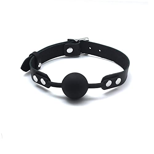 Scarlet Kitten Medium Bite Ball Leather and Silicone for Women Men, Black