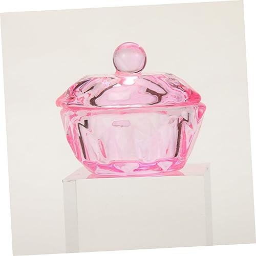 Vaso de vidrio con tapa para uñas 2 piezas miniatura 7