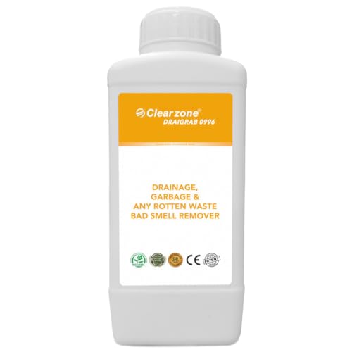 Image of Clearzone DRAIGRAB 0996 Drain Odour Cleaner & Toilet Smell Remover | Garbage Smell Eliminator for Clogged Drains, Grease, Rotten Food | Safe Formula for Kitchens, Bathrooms & Hospitals (1 L)