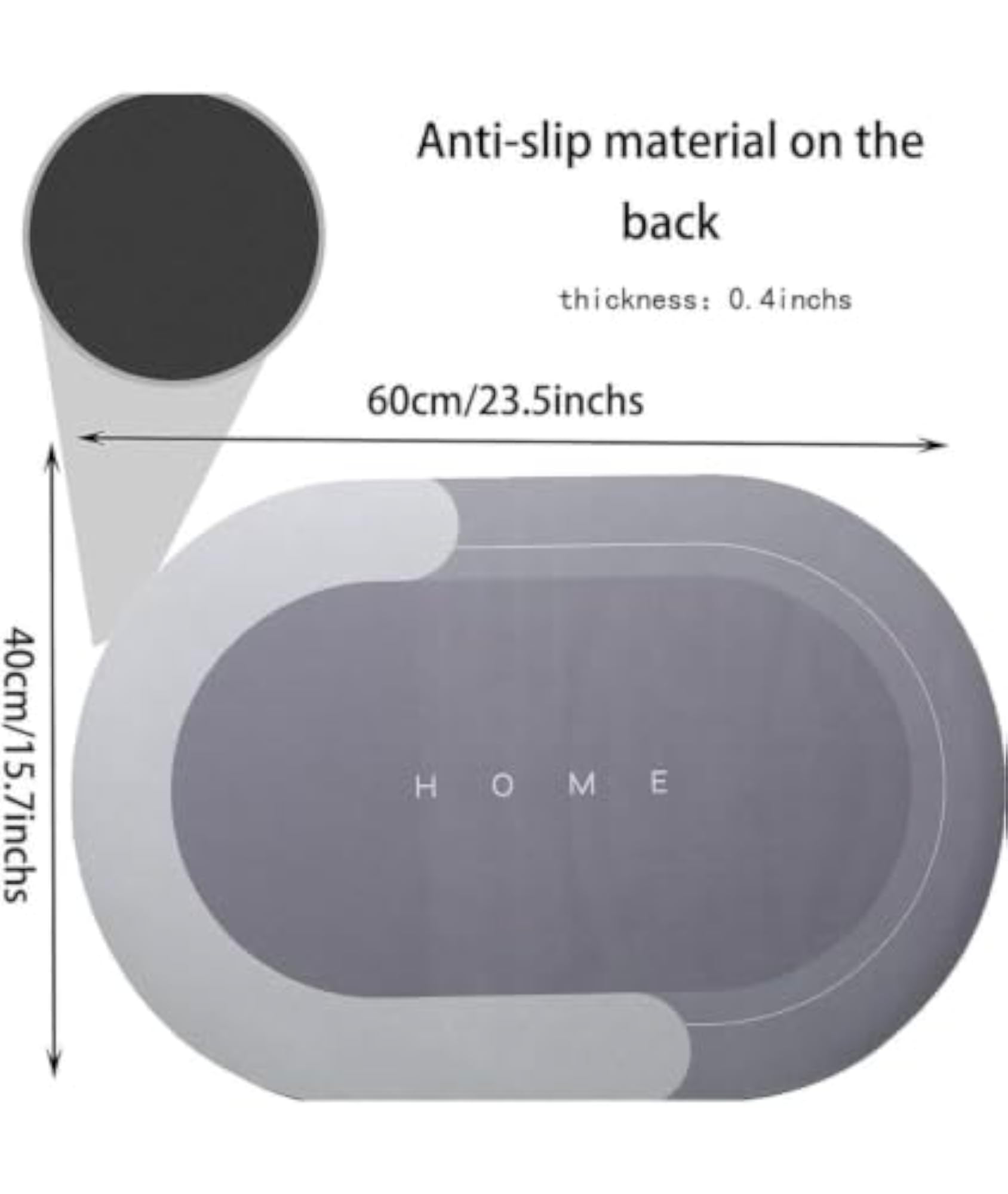 Super Absorbent Round Bathroom Mat, Quick Dry, Non-Slip