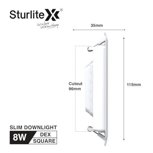 Image of Sturlite Dex 8 Watt Square LED Downlight|Cool White Color Temperature (6.5k)|Cut-Out 4 Inch|800 Lumens Recessed Panel & Surge Protection Ceiling Light for Multiple Usage - (Pack of 4)