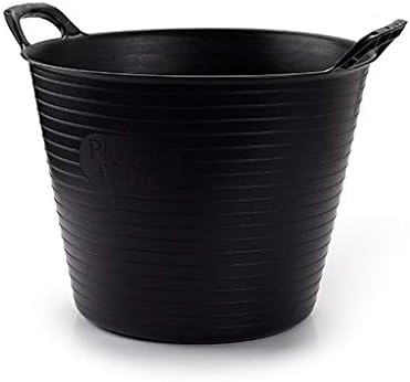 doodle and MOOZE 2x 42 Litre Black Heavy Duty Large Flexi Tub Rubble Container Garden Home Flexible Plastic Storage Bucket (2, Black)