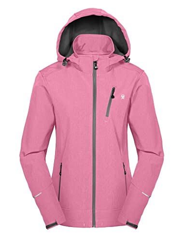 Little Donkey Andy Jaqueta feminina softshell para caminhada com capuz removível, forrada com lã par