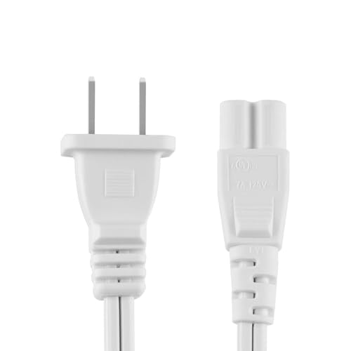 2 Prong Power Cord NEMA 1-15P to IEC320 C7 Power Cable Replacement for PS5 & PS4, Power Cord for Xbox Series S/X, Xbox One S/X, Printers, Soundbar LG, Samsung, TCL, Apple TV, 3.6ft, White