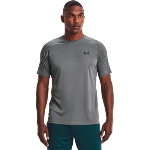 Under Armour Men's Velocity 2.0 Short Sleeve T Shirt, (012) Pitch Gray Light Heather / / Black, X-Large