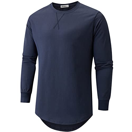 Image of KLIEGOU Men's 100% Cotton Longline T-Shirt, Pre-Shrunk Soft