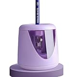 Electric Pencil Sharpener for Colored Pencils & No.2 - Auto Stop, Fast 3-5 Sec Sharpening | Dual Power USB/Battery Operated for Home, Office, Classroom | 6-9mm Sharpener with Shavings Box (Purple)