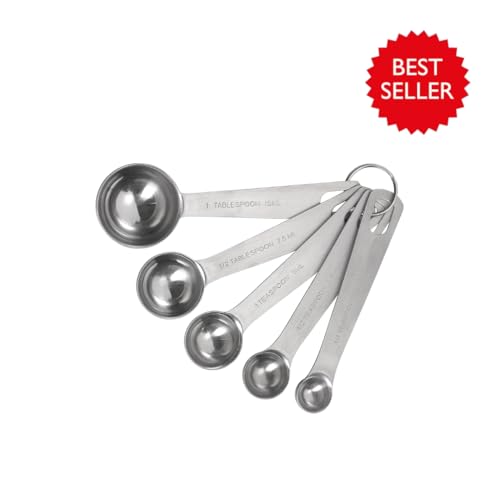 Tala Stainless Steel Measuring Spoons, 5 Piece Set for Measuring Dry and Liquids
