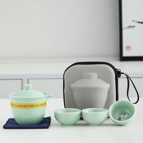 LUAND Service à thé de Voyage Portable en Plein air Une théière de Trois Tasses de Tasses à thé Quik, Petit Coffret Cadeau. Service à thé Service à thé Gongfu