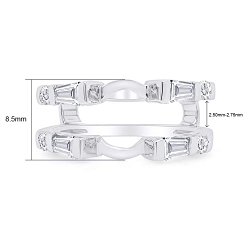 3/4 Carat Baguette & Round White Cubic Zirconia Enhancer Guard Ring In 10K Solid Gold (0.75 Cttw)3