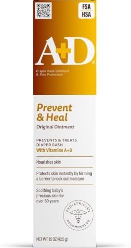 Image of A+D Original Diaper Rash Ointment, Baby Skin Protectant with Lanolin and Petrolatum, Seals Out Wetness, Helps Prevent Diaper Rash, 1.5 Ounce Tube, Packaging May Vary | Treats Diaper Rash, Moisturizing Protectant with Vitamins A and D, Healing Ointment for Dry and Cracked Skin