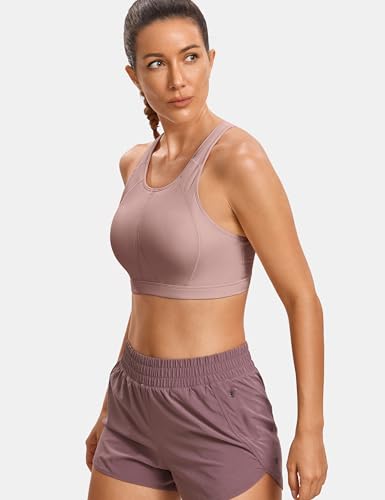 Image of SYROKAN Full Coverage Plus Size Sports Bras for Women High Support Racerback Padded Bras for Women No Underwire