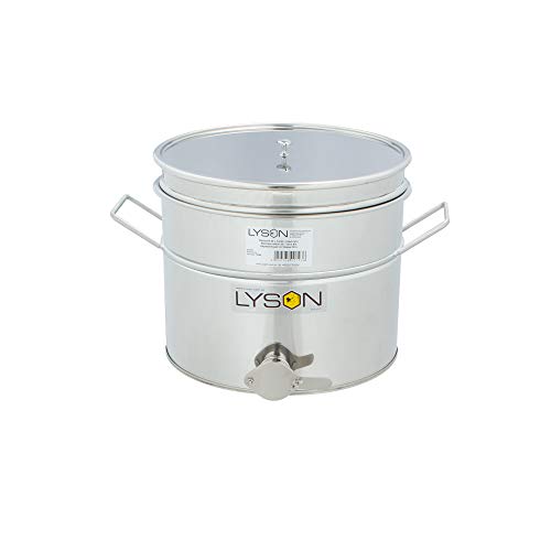 LYSON Abfüllbehälter 30l (ca. 40 kg) für Honig mit rostfreiem Quetschhahn, Edelstahl Absetzbehälter zum Honigaufbewaren…