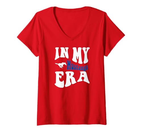 Womens SMU Mustangs Era Red Officially Licensed V-Neck T-Shirt