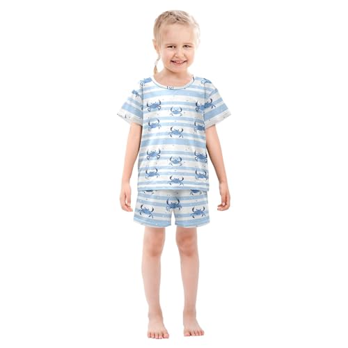 UMIRIKO Crab Blue Summer Short Sleeve Pajamas Sleepwear PJ Set B0403563