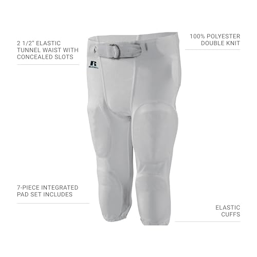 Russell Athletic Practice Football Pant - The Ultimate Football Gear for Men - Durable and Comfortable Football Practice Pants for Athletes, Perfect for Team Training Grid Iron Silver, S