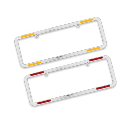 Par Moldura de Placa Cromado Com Refletor Lisa Universal Novo Padrão Mercosul e Padrão Antigo - 405