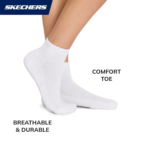 Image of Skechers Women's 10-pack Half Terry Classic Quarter Crew Socks, Comfort-fit & Cushioned Footbed