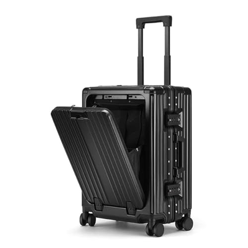 O9-o-Nine-20-Travel-Luggage-Carry-On-Luggage-with-Spinner-WheelsAluminum-Framed-Carry-On-Suitcase-with-Front-Open-Laptop-CompartmentPocket-55x25x38-CM-Large-Luggage-Pure-Black O9 o-Nine 20" Travel Luggage Carry On Luggage with Spinner Wheels,Aluminum Framed Carry On Suitcase with Front Open Laptop Compartment/Pocket 55x25x38 CM Large Luggage (Pure Black)