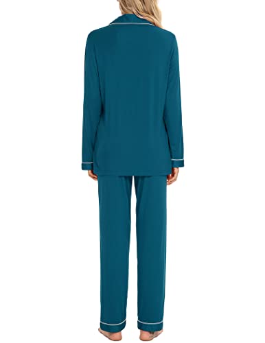 Image of Pjmlifecoco Pajamas Set Long Sleeve Womens Button Down Sleepwear Two Piece Nightwear Soft Pj Lounge Sets S-XXL