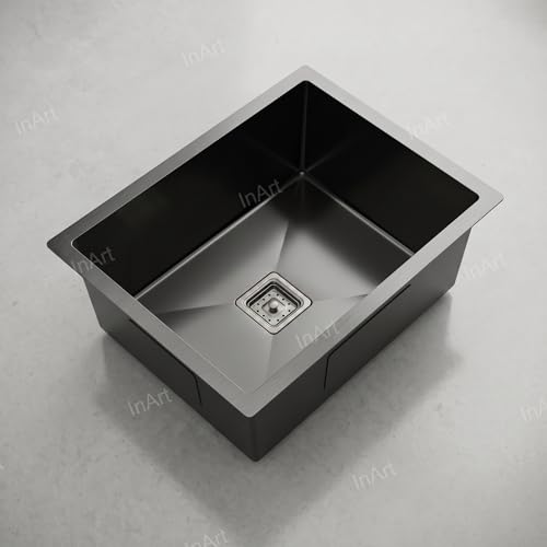 Image of InArt 304 Grade Stainless Steel Single Bowl Handmade Kitchen Sink 2mm Thickness High Grade Stainless Steel with Coupling and Fruit Basket (24 inch X 18 inch X 9 inch Inches)