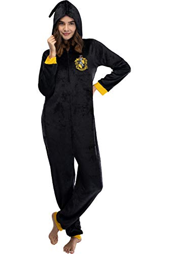 Harry Potter Juniors' Hufflepuff Hooded One-Piece Pajama Union Suit (L/Xl) #TOP25