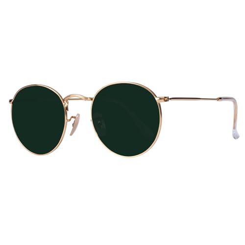 50mm Glass Lens UV Protection Metal Round Frame Sunglasses for Women Classic Shades Sunnies2