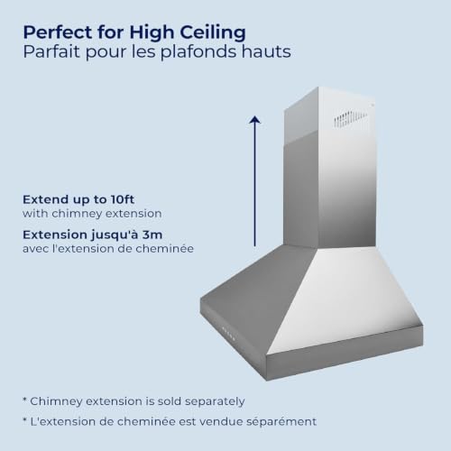 Image of Hauslane Wall Mount Range Hood 36 inch Convertible Black Hood PRO 450-860 CFM