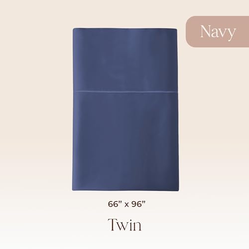 Image of Certified Organic Twin Flat Sheet Only - 100% Organic Cotton Top Sheet with Luxurious Soft and Breathable 300 Thread Count Sateen Weave Finish - GOTS & Fairtrade Certified (Navy, Twin)