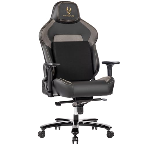 Big and Tall Gaming Chair 440LBS Gaming Chair with Metal Base Memory Foam Lumbar 4D Adjustable Armrest Computer Chair for Heavy People Ergonomic High-Back Computer Chair