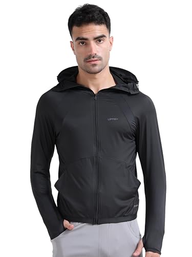 Image of FABSPORTS Men's UPF 50+ Sun Protection Jacket - Lightweight, Full Zip Summer Hoodie with Detachable Hood, Quick-Dry Fabric & Pockets, Ideal for Outdoor Use