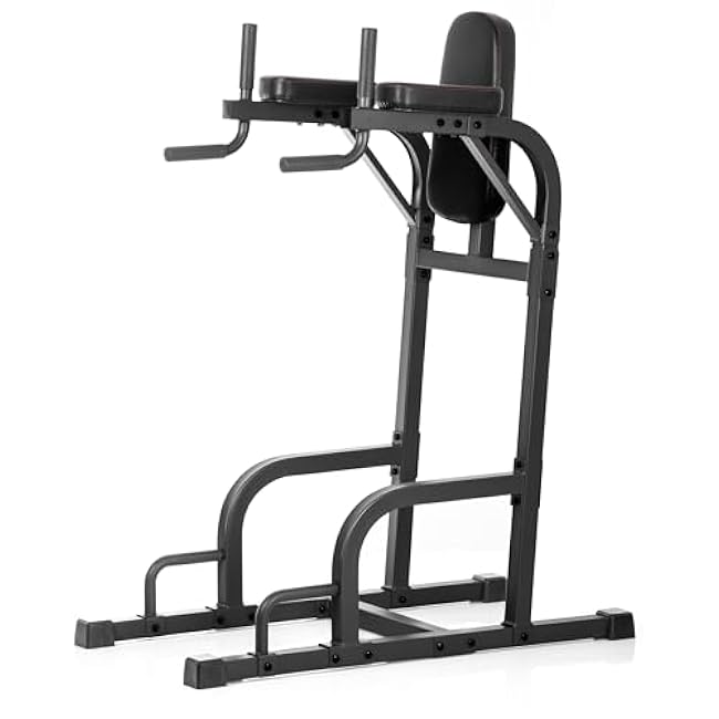 XMARK Knee Raise, Dip Stand with Push Up Station, Commercial Vertical Knee Raise, Captain's Chair, Upper Body and Core Workout Machine