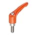 Kipp 06461-0A22X50 Zinc Adjustable Handle with 1/4-20" External Thread, Modern Design Style, Stainless Steel Components, Inch, Orange Powder-Coated Finish, Size 0, 50 mm Screw Length