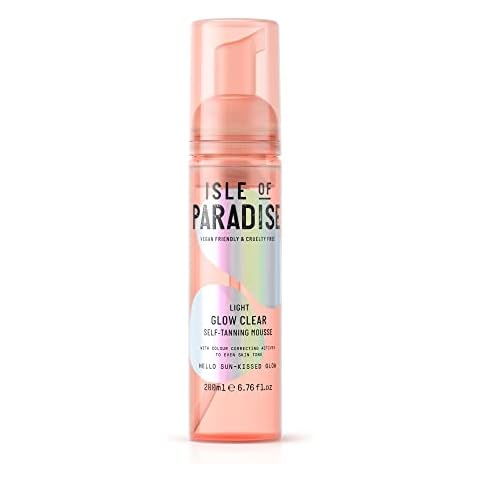 Isle of Paradise Fake Tan Mousse, Light (200 ml) Glow Clear Self Tanning Foam, Natural Ingredients & Vegan (packaging may vary) Cover