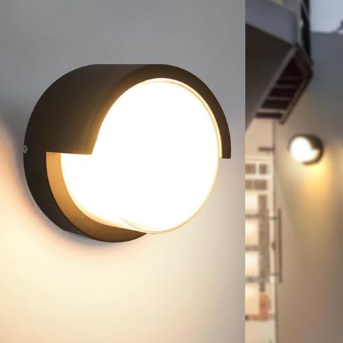 Image of Outdoor Wall Lights 2 Pack, 6 Inch Modern LED Wall Sconces 1200LM, 3CCT Selectable (3200K /4000K /6500K), IP65 Waterproof Black Aluminum Exterior Light Fixtures for House Porch Garage