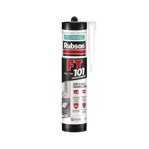 Rubson Mastic FT 101 Joint Fissure et Colle Translucide (cartouche 280 ml) – Mastic polyvalent tous matériaux – Étanche et résistant