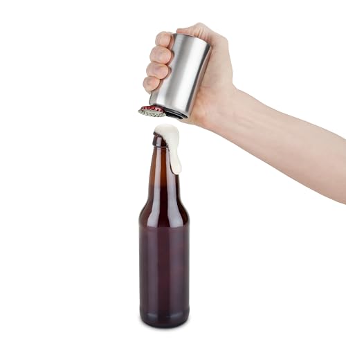 True Captor Stainless Steel Automatic Bottle Opener, Premium Quality Magnetic Beer Bottle Opener Fits Standard Bottles Bar Accessories Kitchen Gadgets