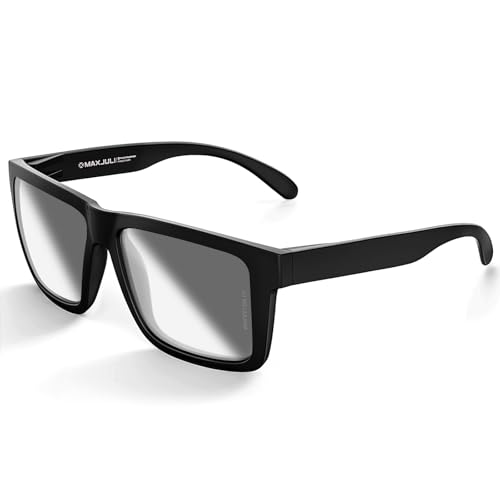 MAXJULI XXL Size Double Extra Large Z87 Sunglasses for Big Wide Heads Men TR90 Ultralight UV400 Protection Glasses (Black/Photochromic)